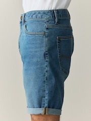 Mid Blue Slim Fit Motion Flex Denim Shorts - Image 4 of 11