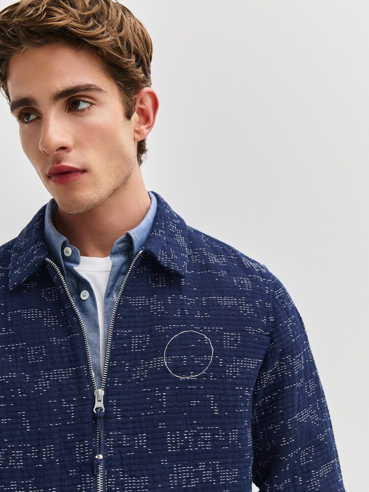 Folk Blue Stray Float Stitch Indigo Signal Blouson Jacket - Image 5 of 5