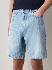 Blue Denim Stripe Shorts - Image 1 of 9