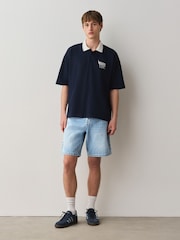 Blue Denim Stripe Shorts - Image 2 of 9