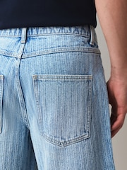 Blue Denim Stripe Shorts - Image 6 of 9