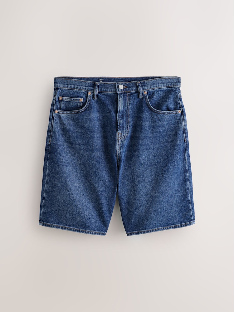 Mid Blue Denim Jort Shorts - Image 1 of 3