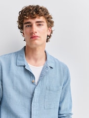 Folk Blue Basketweave Patch Shirt - Image 6 of 13