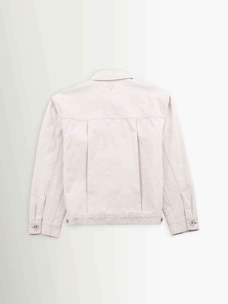 Folk Natural Linen Cotton Canvas Trucker Jacket - Image 2 of 5