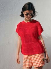 Rot - Tanktop-Überwurf mit Muschelmuster - Bild 1 von 7