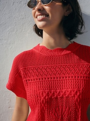 Rot - Tanktop-Überwurf mit Muschelmuster - Bild 3 von 7