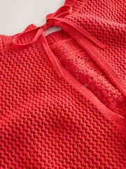 Rot - Tanktop-Überwurf mit Muschelmuster - Bild 6 von 7