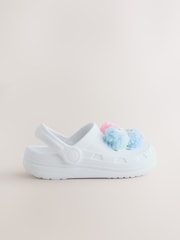 White Monster Pom Clogs - Image 2 of 5