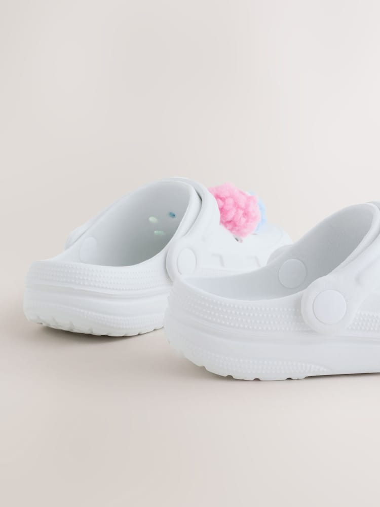 White Monster Pom Clogs - Image 5 of 5