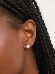 Simply Silver 925 Sterling Silver Polished and Cubic Zirconia Clover Stud Earrings - Image 1 of 2