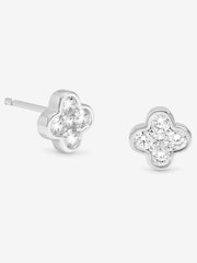 Simply Silver 925 Sterling Silver Polished and Cubic Zirconia Clover Stud Earrings - Image 2 of 2