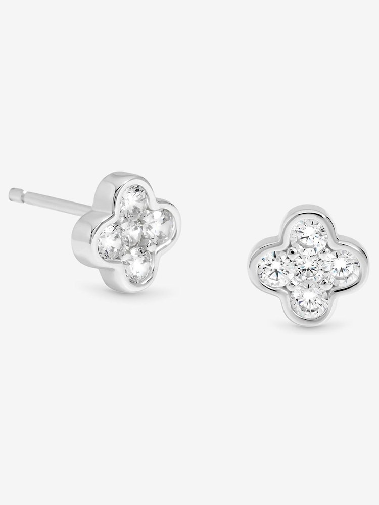 Simply Silver 925 Sterling Silver Polished and Cubic Zirconia Clover Stud Earrings - Image 2 of 2 Simply Silver 925 Sterling Silver Polished and Cubic Zirconia Clover Stud Earrings - Image 2 of 2