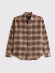 rjava - Abercrombie & Fitch Sleeve Textural Flannel Button Up Shirt - Slika 7 iz 7