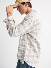 Cream - Abercrombie & Fitch Sleeve Textural Flannel Button Up Shirt - Slika 4 iz 8