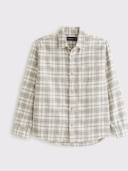 Cream - Abercrombie & Fitch Sleeve Textural Flannel Button Up Shirt - Slika 7 iz 8