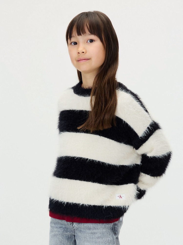 Calvin Klein Black Striped Jumper - Image 1 of 5 Calvin Klein Black Striped Jumper - Image 1 of 5