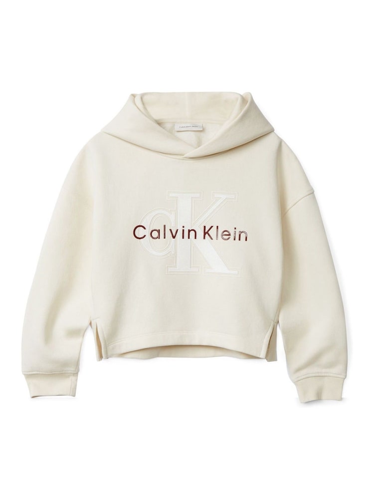 Calvin Klein Cream Fleece Logo Hoodie - Image 5 of 5 Calvin Klein Cream Fleece Logo Hoodie - Image 5 of 5