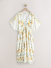White Maxi Floral Print Kaftan - Image 6 of 8
