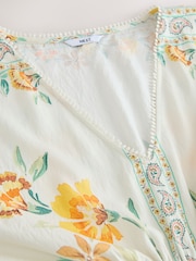 White Maxi Floral Print Kaftan - Image 7 of 8