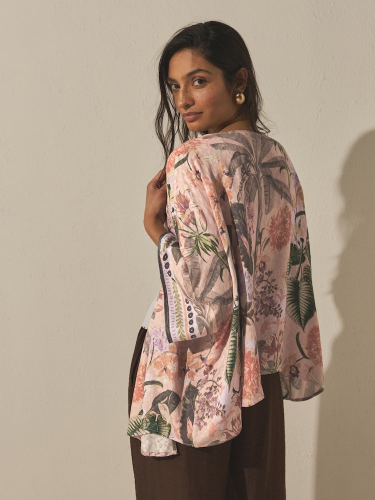 Nude Floral Kew Collection - Tie Front Cover-Up - Larawan 2 ng 7