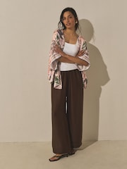 Nude Floral Kew Collection - Tie Front Cover-Up - Larawan 3 ng 7