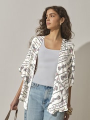 Blue Floral Tie Front Cover-Up - Image 1 of 7