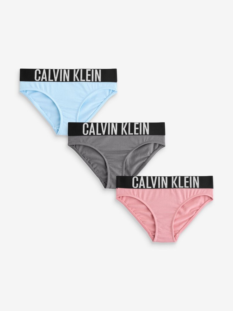 Calvin Klein Pink 3 Pack Girls Bikini Briefs with Intense Power - Image 1 of 4 Calvin Klein Pink 3 Pack Girls Bikini Briefs with Intense Power - Image 1 of 4
