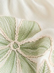 Green/Cream Floral Embroidered Tie Front Cover-Up - Image 6 of 7