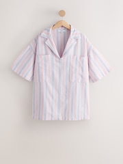Pink/Purple Stripe Linen Blend Overhead Shirt - Image 4 of 6