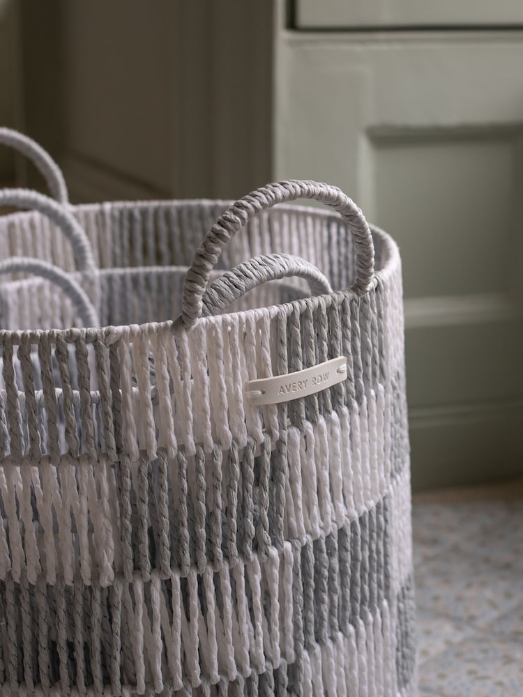 Avery Row Powder Blue Checkerboard Storage Basket Set of 3 - Image 2 of 4 Avery Row Powder Blue Checkerboard Storage Basket Set of 3 - Image 2 of 4
