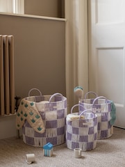 Avery Row Lilac Checkerboard Storage Basket Set of 3 - Image 1 of 4