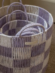 Avery Row Lilac Checkerboard Storage Basket Set of 3 - Image 2 of 4