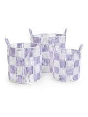 Avery Row Lilac Checkerboard Storage Basket Set of 3 - Image 4 of 4