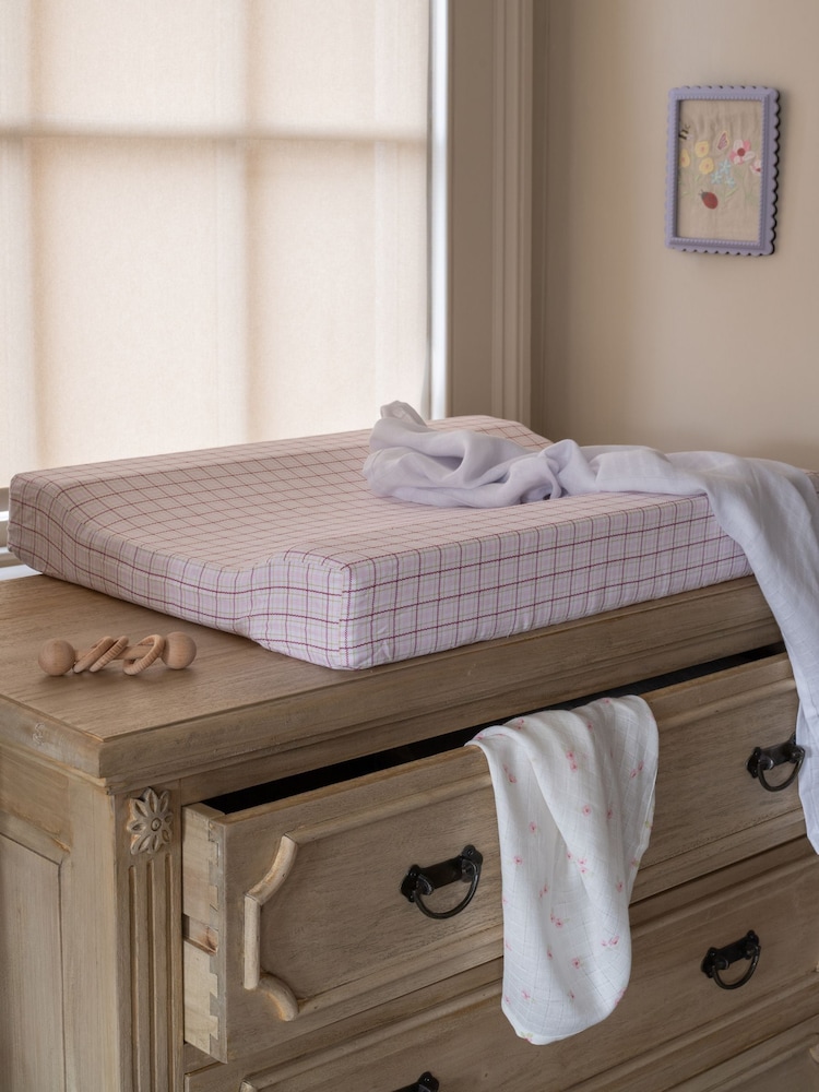 Avery Row Pink Check Baby Changing Mat - Image 2 of 4