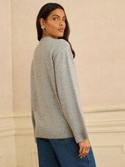 Love & Roses Grey Flamingo Knitted Jumper - Image 4 of 4