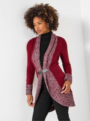 Joe Browns Red Two-Tone Knit Buckle Cardigan - Image 1 of 5