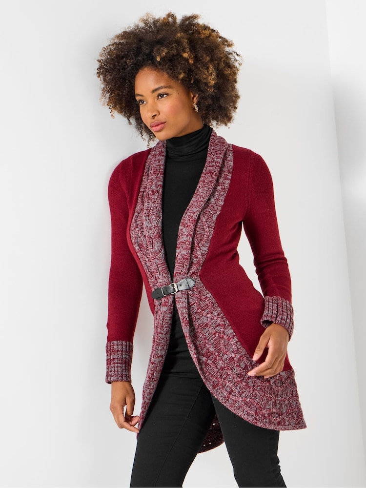 Joe Browns Red Two-Tone Knit Buckle Cardigan - Image 1 of 5
