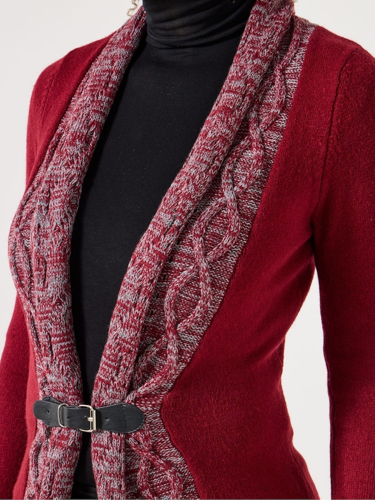 Joe Browns Red Two-Tone Knit Buckle Cardigan - Image 2 of 5