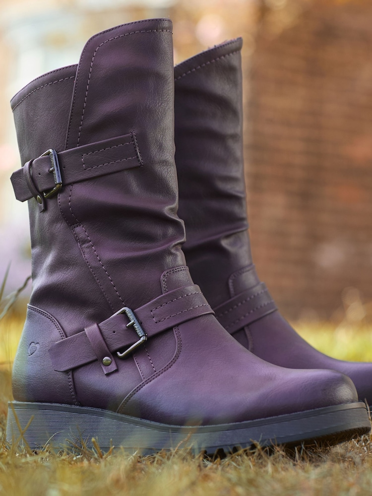 Joe Browns Purple Side Zip Purple Wedge Boots - Image 1 of 7