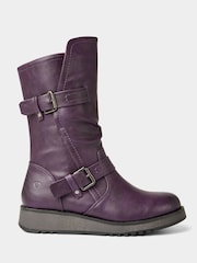 Joe Browns Purple Side Zip Purple Wedge Boots - Image 2 of 7