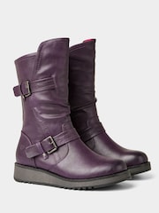 Joe Browns Purple Side Zip Purple Wedge Boots - Image 4 of 7