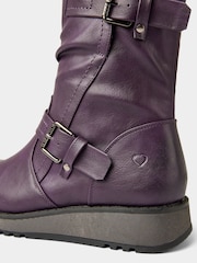 Joe Browns Purple Side Zip Purple Wedge Boots - Image 6 of 7