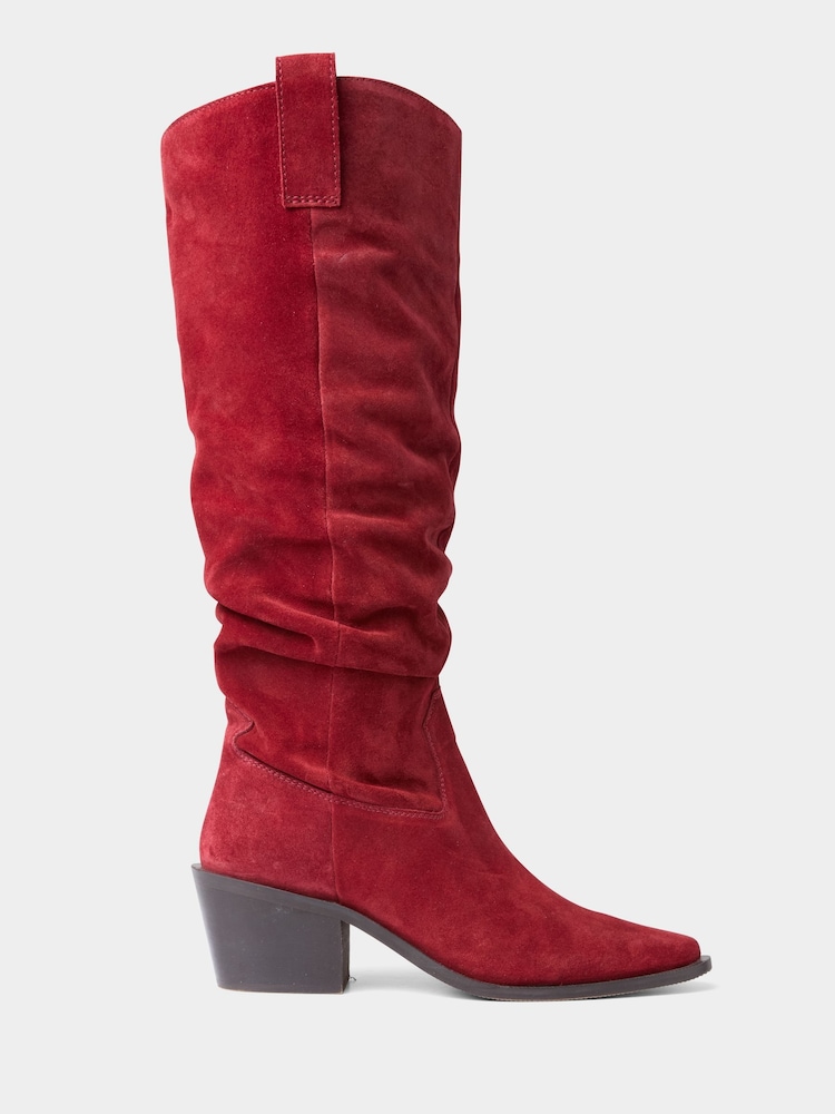 Joe Browns Red Side Zip Suede Leather Boots - Image 2 of 6 Joe Browns Red Side Zip Suede Leather Boots - Image 2 of 6