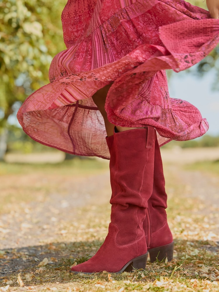 Joe Browns Red Side Zip Suede Leather Boots - Image 6 of 6 Joe Browns Red Side Zip Suede Leather Boots - Image 6 of 6