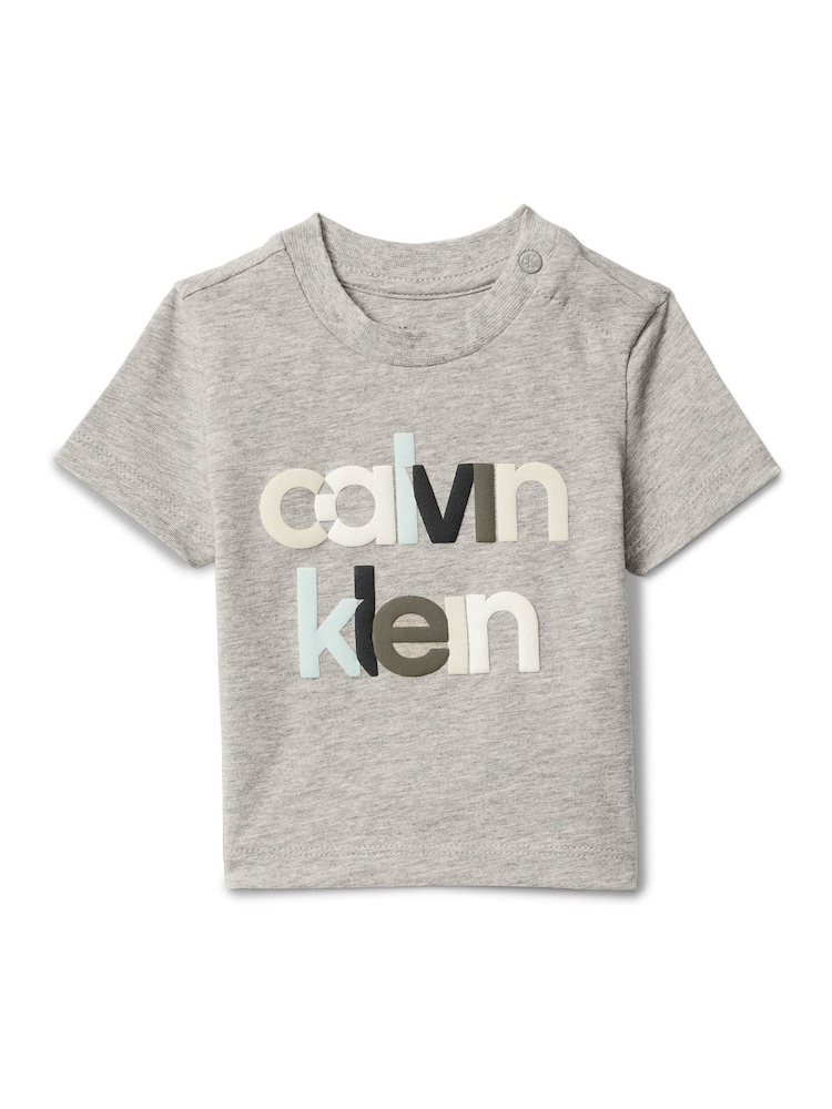 Calvin Klein Grey Newborn Logo T-Shirt - Image 1 of 2 Calvin Klein Grey Newborn Logo T-Shirt - Image 1 of 2