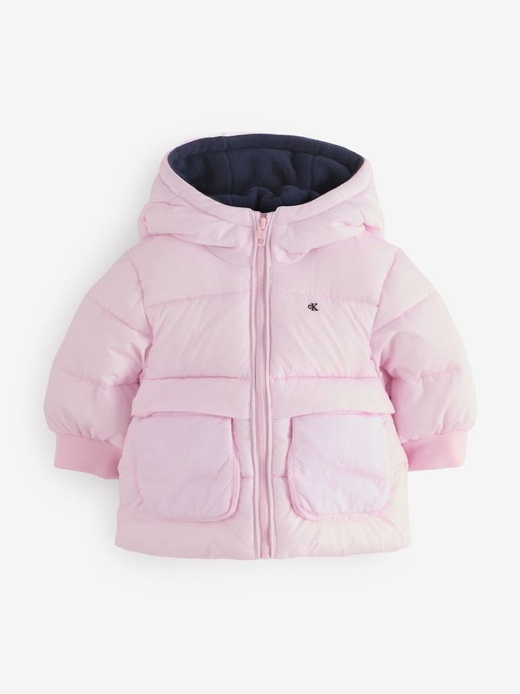 Calvin Klein Pink Newborn Hooded Puffer Jacket - Image 2 of 2