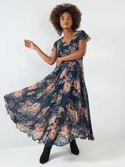 Joe Browns Blue Petite Vintage Inspired Floral Dress - Image 5 of 7