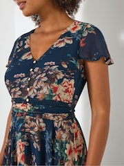 Joe Browns Blue Petite Vintage Inspired Floral Dress - Image 6 of 7