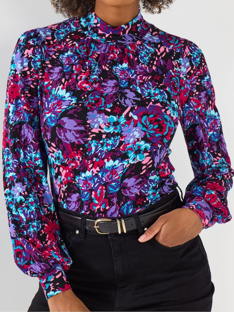 Joe Browns Purple Vibrant Floral Jersey Top - Image 2 of 5 Joe Browns Purple Vibrant Floral Jersey Top - Image 2 of 5