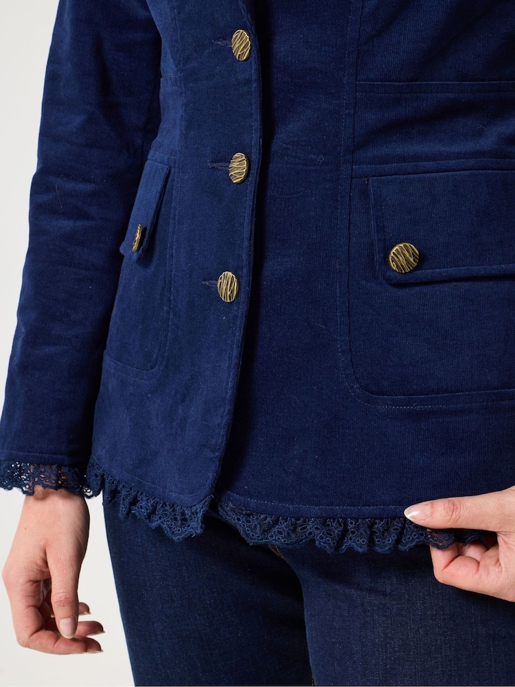Joe Browns Blue Petite Slim Fit Cord Jacket - Image 2 of 5 Joe Browns Blue Petite Slim Fit Cord Jacket - Image 2 of 5